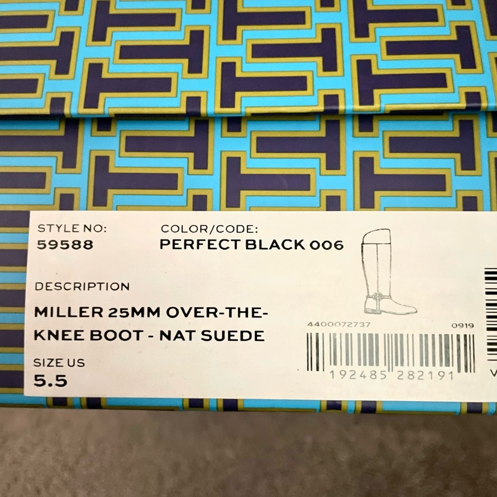 TORY BURCH MILLER BLACK SUEDE OVER THE KNEE BOOTS 5.5 & Dust Bag NEW - Picture 11 of 11